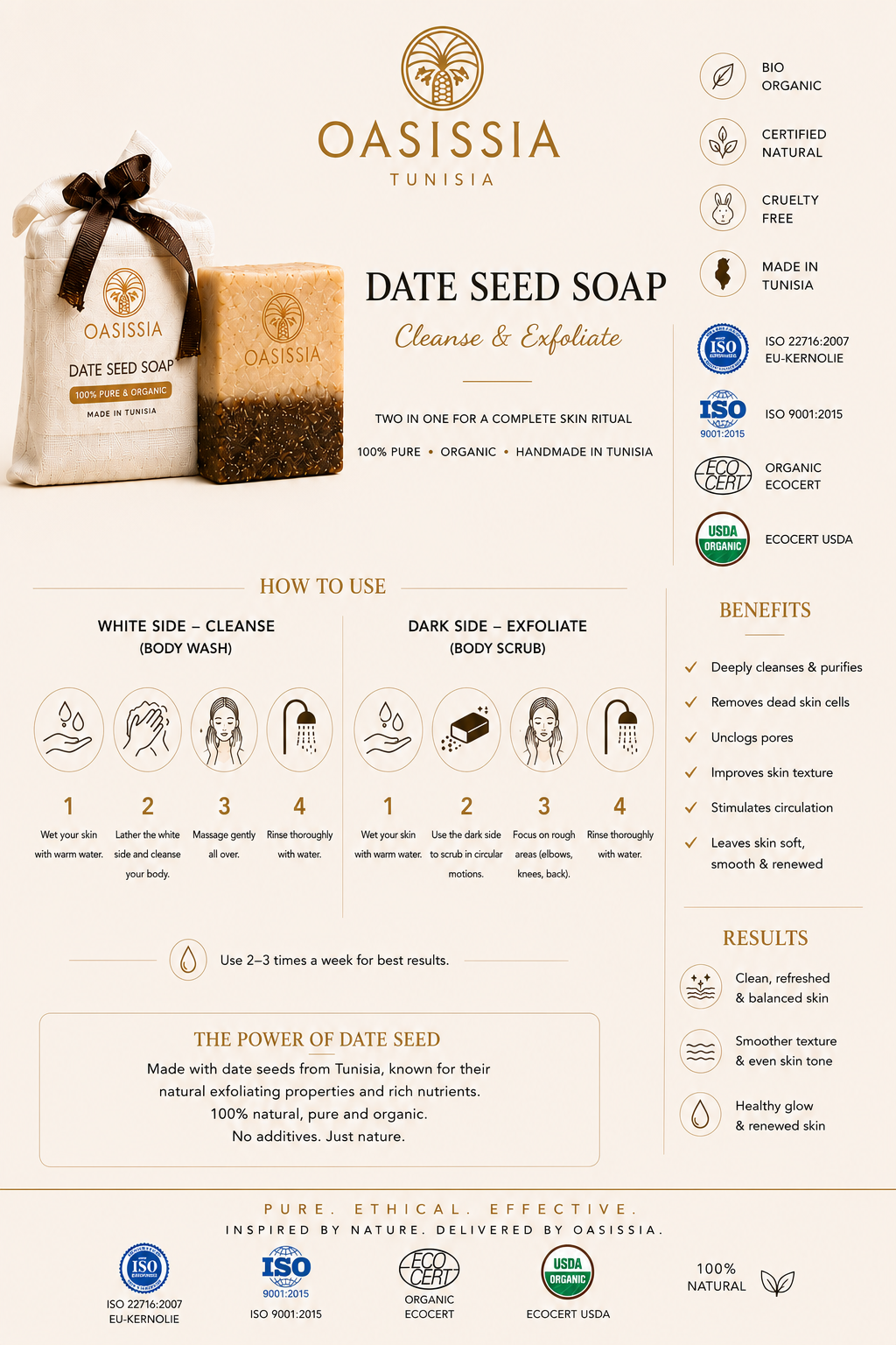 Date Seed Bar Soap – 100% Natural Daily Cleanser | Oasissia