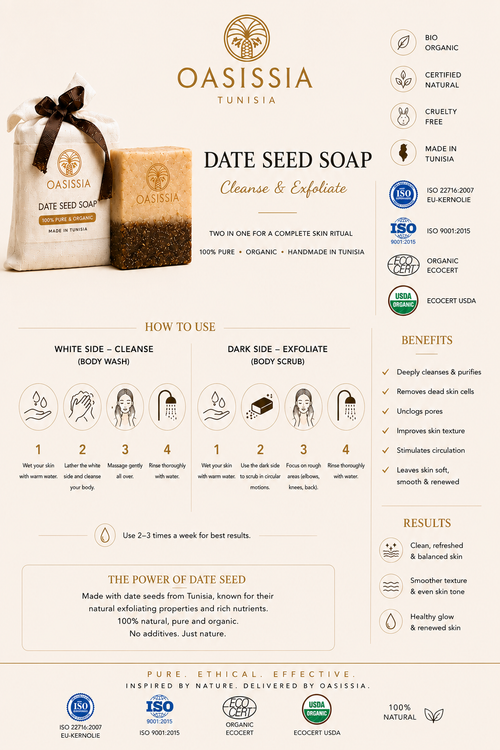 Date Seed Bar Soap – 100% Natural Daily Cleanser | Oasissia